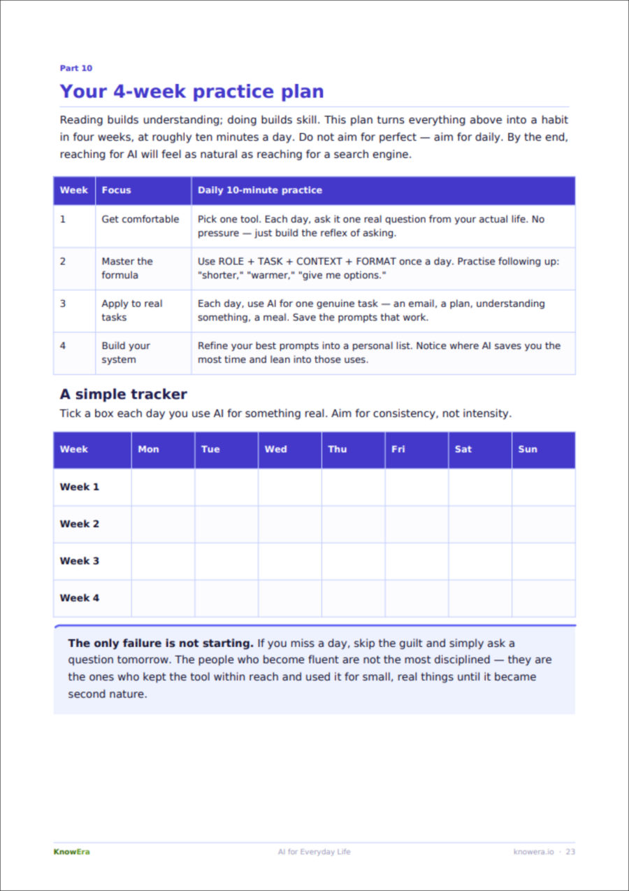 4-week practice plan