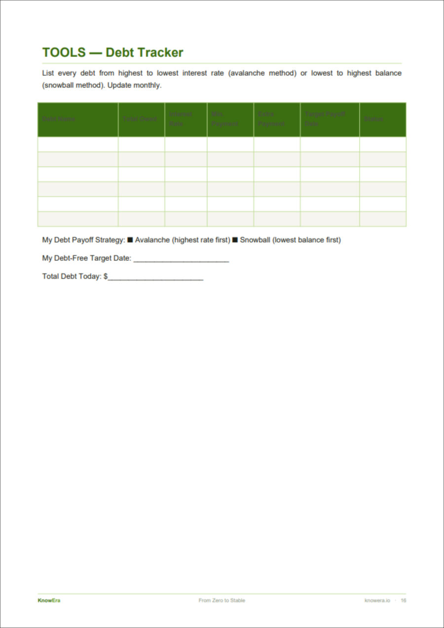 Debt tracker